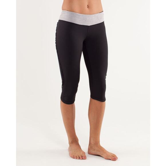 LULULEMON Women's Run: Fast And Free Crop Size 8 In Black/Metallic Silver/Coal - Picture 5 of 13